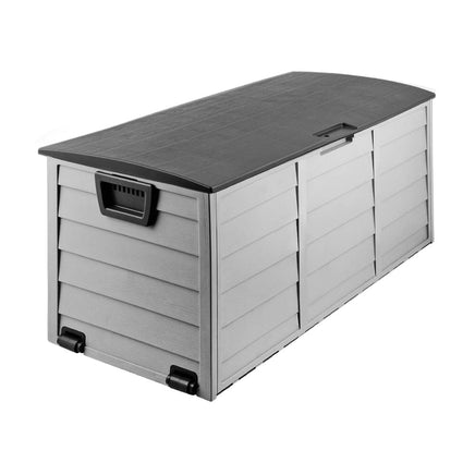Outdoor Storage Box 290L Lockable Organiser Garden Deck Shed Tool Black Furniture Kings Warehouse 