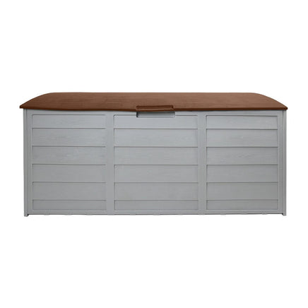 Outdoor Storage Box 290L Lockable Organiser Garden Deck Shed Tool Brown Furniture Kings Warehouse 