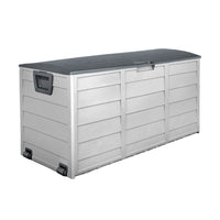 Outdoor Storage Box 290L Lockable Organiser Garden Deck Shed Tool Grey Furniture Kings Warehouse 