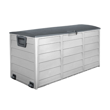 Outdoor Storage Box 290L Lockable Organiser Garden Deck Shed Tool Grey Furniture Kings Warehouse 