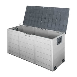 Outdoor Storage Box 290L Lockable Organiser Garden Deck Shed Tool Grey Furniture Kings Warehouse 