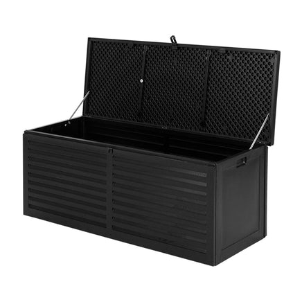 Outdoor Storage Box 390L Container Lockable Garden Bench Shed Tools Toy All Black Furniture Kings Warehouse 