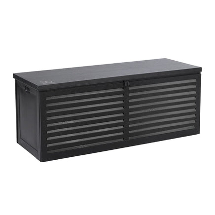 Outdoor Storage Box 390L Container Lockable Garden Bench Shed Tools Toy All Black Furniture Kings Warehouse 
