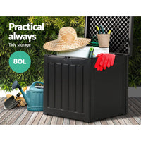 Outdoor Storage Box 80L Container Lockable Garden Toy Tool Shed Black Furniture Kings Warehouse 