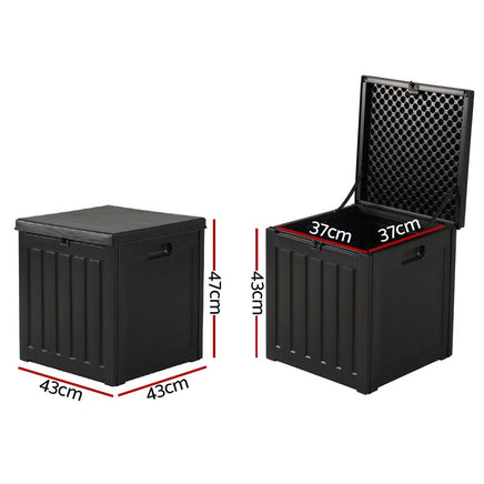 Outdoor Storage Box 80L Container Lockable Garden Toy Tool Shed Black Furniture Kings Warehouse 