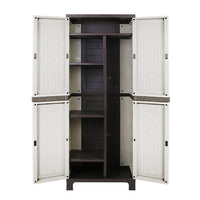 Outdoor Storage Cabinet Box 173cm Lockable Cupboard Sheds Adjustable Rattan Beige Home & Garden Kings Warehouse 