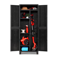 Outdoor Storage Cabinet Box 173cm Lockable Cupboard Sheds Garage Adjustable Black