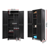 Outdoor Storage Cabinet Box 173cm Lockable Cupboard Sheds Garage Adjustable Black Home & Garden Kings Warehouse 