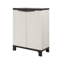 Outdoor Storage Cabinet Box 92cm Lockable Cupboard Sheds Adjustable Rattan Beige Home & Garden Kings Warehouse 