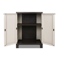 Outdoor Storage Cabinet Box 92cm Lockable Cupboard Sheds Adjustable Rattan Beige Home & Garden Kings Warehouse 