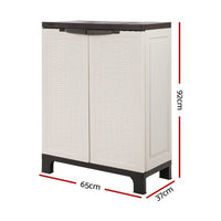 Outdoor Storage Cabinet Box 92cm Lockable Cupboard Sheds Adjustable Rattan Beige Home & Garden Kings Warehouse 