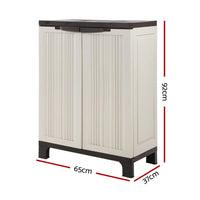 Outdoor Storage Cabinet Box 92cm Lockable Cupboard Sheds Garage Adjustable Beige Home & Garden Kings Warehouse 