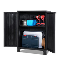 Outdoor Storage Cabinet Box 92cm Lockable Cupboard Sheds Garage Adjustable Black