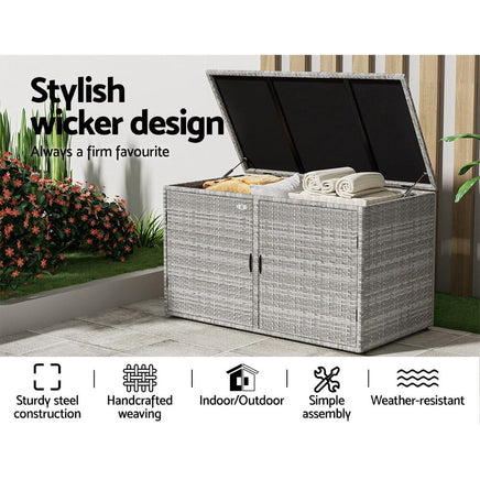 Outdoor Storage Cabinet Box Deck Wicker Shelf Chest Garden Shed Tools Kings Warehouse 