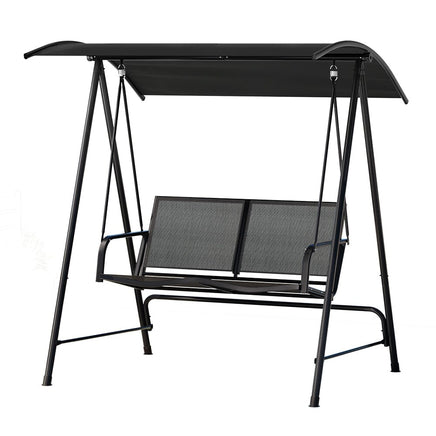 Outdoor Swing Chair Garden Bench Furniture Canopy 2 Seater Black Furniture Kings Warehouse 
