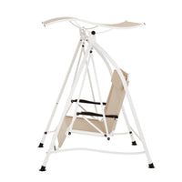 Outdoor Swing Chair Garden Lounger Furniture Canopy 2 Seater Beige Furniture Kings Warehouse 