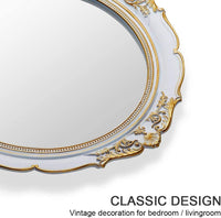 Oval Antique Vintage Hanging Wall Mirror for Bedroom and Livingroom (White, 38 x 33 cm) Kings Warehouse 