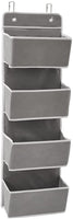 Over the Door Hanging Storage Organizer with 4 Pouch Pocket for Pantry Baby Nursery Bathroom (Grey) Kings Warehouse 