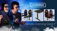 OVERDRIVE Gaming Desk 139cm PC Table Setup Computer Carbon Fiber Style Black Kings Warehouse 