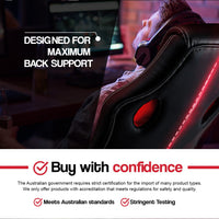 OVERDRIVE Racing Office Chair Seat Executive Computer Gaming PU Leather Deluxe Kings Warehouse 