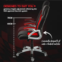 OVERDRIVE Racing Office Chair Seat Executive Computer Gaming PU Leather Deluxe Kings Warehouse 