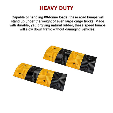 Pair of 1m Long 60T Load Rubber Speed Bump Hump Modular Speed Humps Road Hump Home & Garden Kings Warehouse 