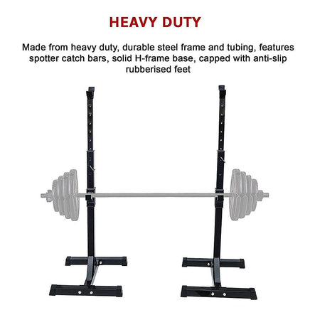 Pair of Adjustable Squat Rack Sturdy Steel Barbell Bench Press Stands GYM/HOME Kings Warehouse 
