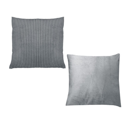 Pair of Calico Cordury Cushions Grey Home & Garden Kings Warehouse 