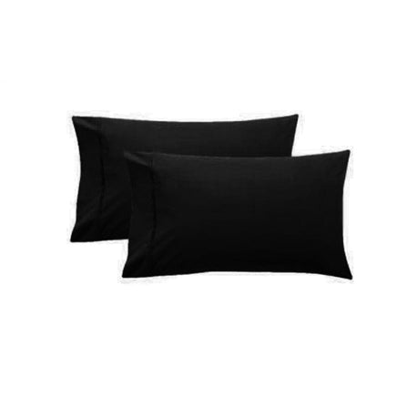 Pair of Pure Cotton 250TC Standard Pillowcases Black Home & Garden Kings Warehouse 