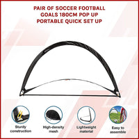 Pair of Soccer Football Goals 180cm Pop Up Portable Quick Set Up Sports & Fitness Kings Warehouse 