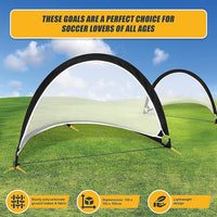 Pair of Soccer Football Goals 180cm Pop Up Portable Quick Set Up Sports & Fitness Kings Warehouse 