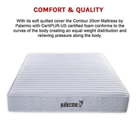 Palermo Contour 20cm Encased Coil King Mattress CertiPUR-US Certified Foam Furniture Kings Warehouse 