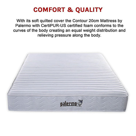 Palermo Contour 20cm Encased Coil King Mattress CertiPUR-US Certified Foam Furniture Kings Warehouse 