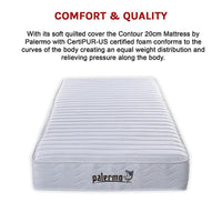 Palermo Contour 20cm Encased Coil King Single Mattress CertiPUR-US Certified Foam Furniture Kings Warehouse 