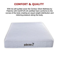 Palermo Contour 20cm Encased Coil Queen Mattress CertiPUR-US Certified Foam Furniture Kings Warehouse 