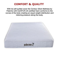 Palermo Contour 20cm Encased Coil Queen Mattress CertiPUR-US Certified Foam Furniture Kings Warehouse 