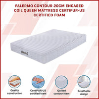 Palermo Contour 20cm Encased Coil Queen Mattress CertiPUR-US Certified Foam Furniture Kings Warehouse 