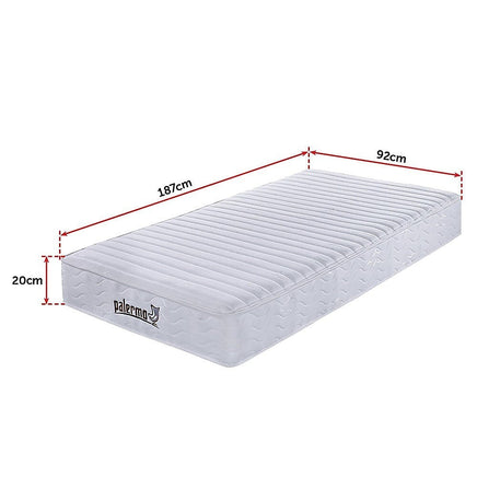 Palermo Contour 20cm Encased Coil Single Mattress CertiPUR-US Certified Foam Furniture Kings Warehouse 