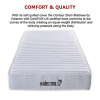 Palermo Contour 20cm Encased Coil Single Mattress CertiPUR-US Certified Foam Furniture Kings Warehouse 