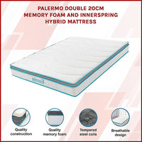 Palermo Double 20cm Memory Foam and Innerspring Hybrid Mattress Furniture Kings Warehouse 