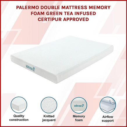 Palermo Double Mattress Memory Foam Green Tea Infused CertiPUR Approved Furniture Kings Warehouse 