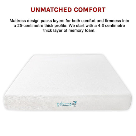 Palermo King 25cm Gel Memory Foam Mattress - Dual-Layered - CertiPUR-US Certified Furniture Kings Warehouse 