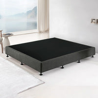Palermo King Ensemble Bed Base Platinum Graphite Linen Fabric Furniture Kings Warehouse 