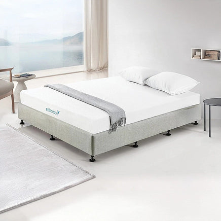 Palermo King Ensemble Bed Base Platinum Light Grey Linen Fabric Furniture Kings Warehouse 