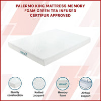 Palermo King Mattress Memory Foam Green Tea Infused CertiPUR Approved Furniture Kings Warehouse 