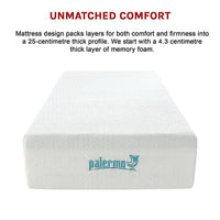 Palermo King Single 25cm Gel Memory Foam Mattress - Dual-Layered - CertiPUR-US Certified Furniture Kings Warehouse 