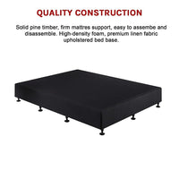 Palermo King Single Ensemble Bed Base Midnight Black Linen Fabric Furniture Kings Warehouse 