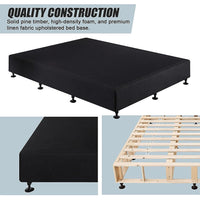 Palermo King Single Ensemble Bed Base Midnight Black Linen Fabric Furniture Kings Warehouse 