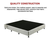 Palermo King Single Ensemble Bed Base Platinum Light Grey Linen Fabric Furniture Kings Warehouse 