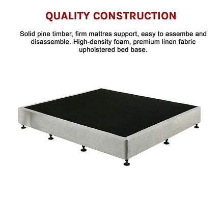 Palermo King Single Ensemble Bed Base Platinum Light Grey Linen Fabric Furniture Kings Warehouse 